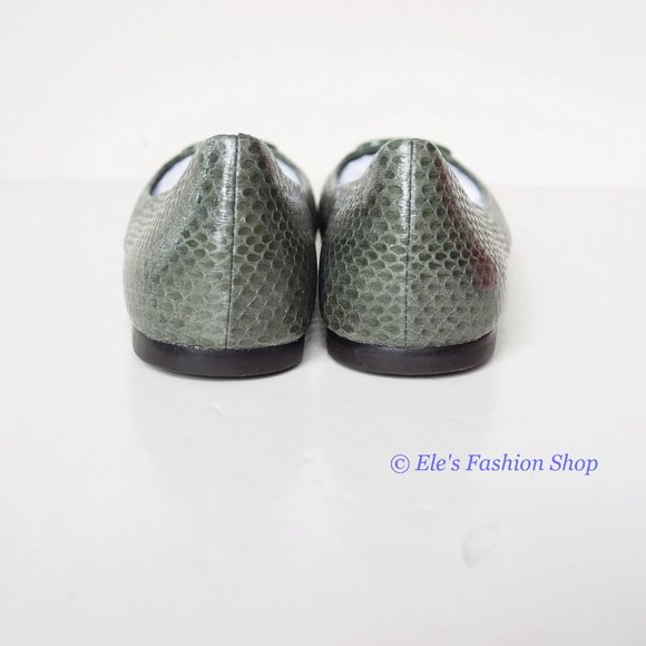 NIB Tory Burch Georgia Ballet Snake Embossed Leather Palm Leaf Green US 9 AUTHNT - Picture 14 of 16